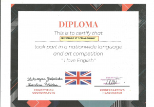 Dyplom za udział w konkursie "I love English"